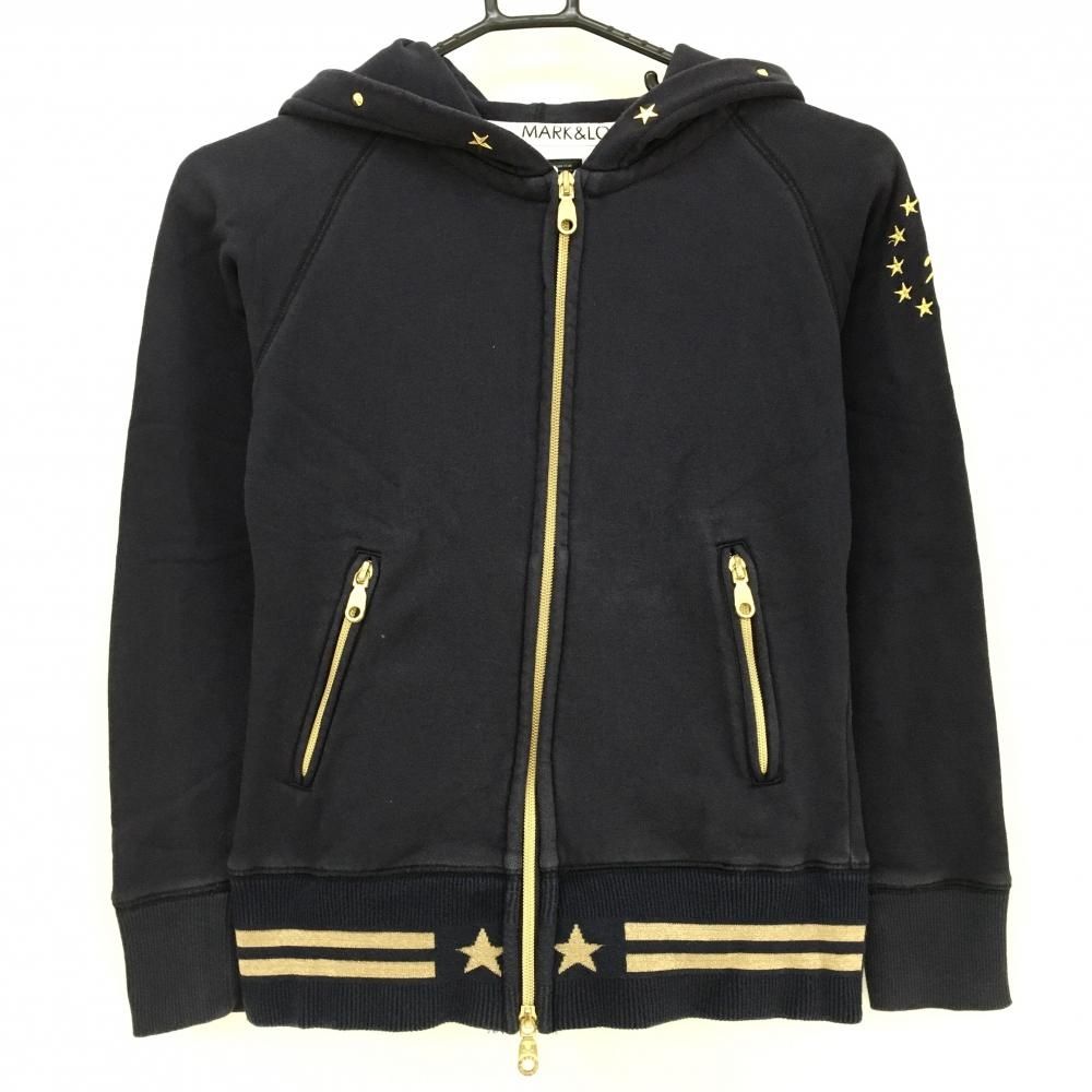 マークアンドロナ ジップパーカー ブルゾン ネイビー×ゴールド フード