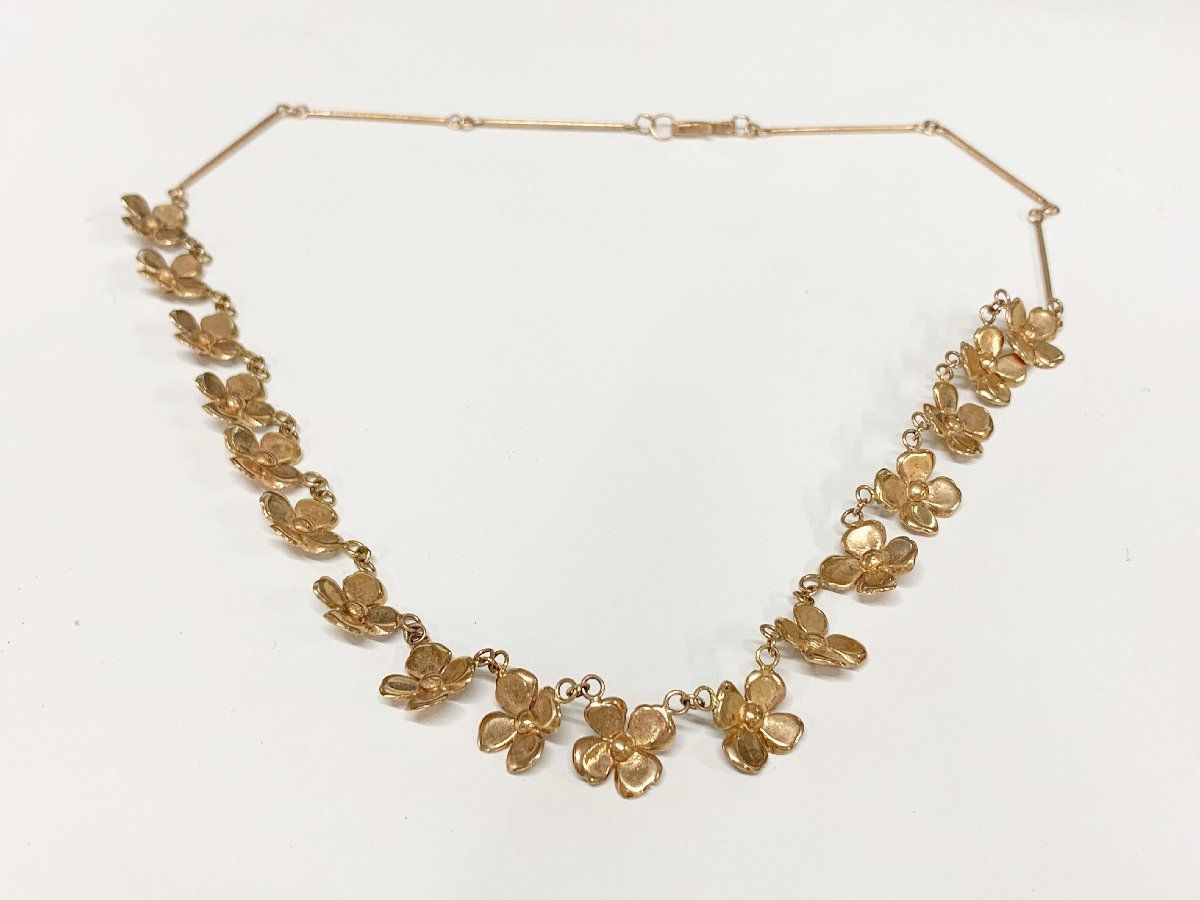 K10 フラワーモチーフ ピンクゴールドネックレス お花 10金 総重量14.8g 長さ38.5cm アクセサリー ジュエリー レディース 他310
