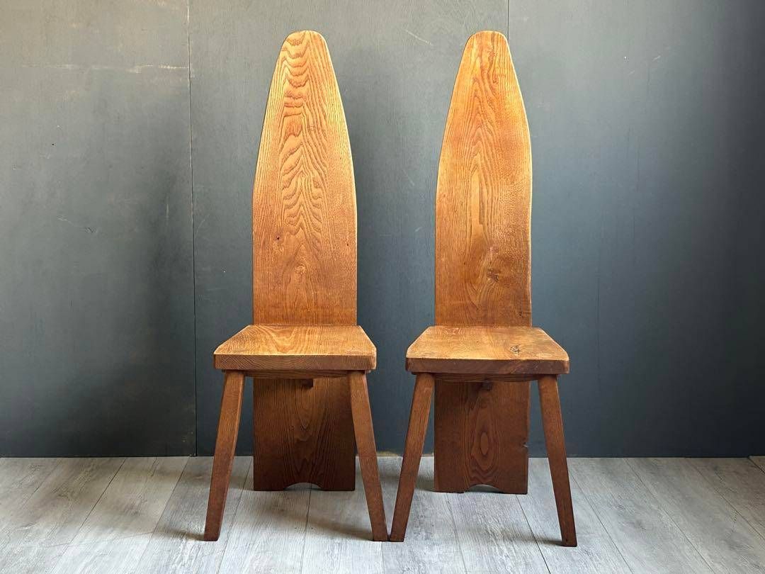 ① 希少 レトロ 無垢材 ヴィンテージ カフェ 店舗什器 ハイバック