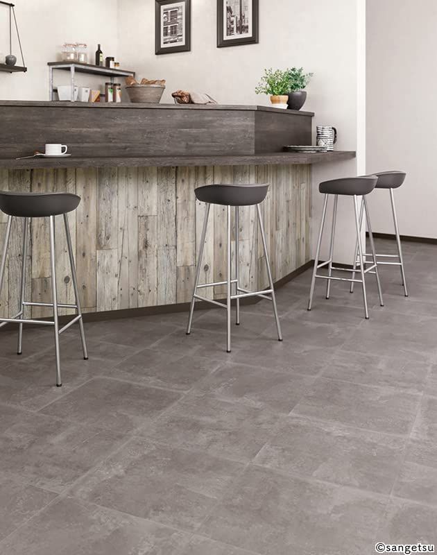 サンゲツ IS-1042 フロアタイル モルタルブロック グレー チャコールグレー 1ケース18枚 約3.76㎡ 土足OK