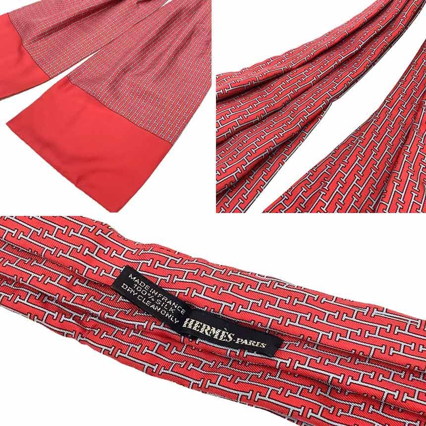 【超特価sale開催】  HERMES エルメス H柄 タイスカーフ アスコットタイ シルク 小物