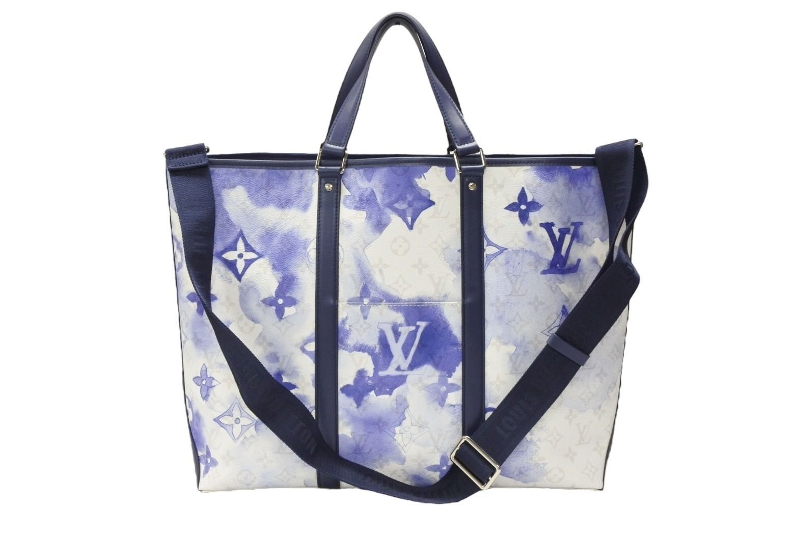 LOUIS VUITTON ルイヴィトン ウィークエンド トートPM M45756 IC PVC レザー ブルー ホワイト シルバー金具 4b007493