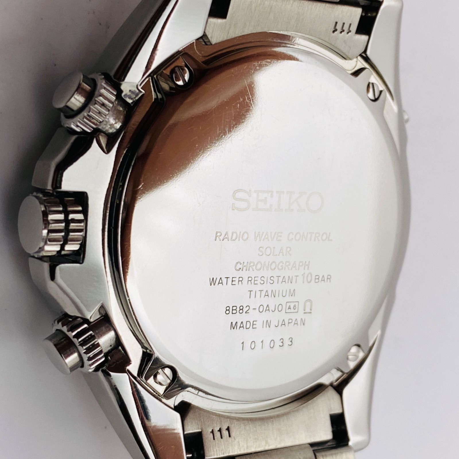 稼働品 SEIKO クロノグラフ チタニウム 8B82-0A J0 ソーラー