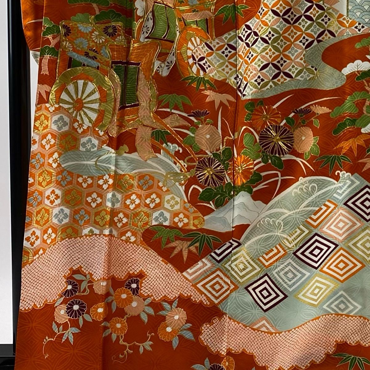 ペルシャ　パルヴィーズ　カシュクリ　玄関　90×65 黄金色　ザクロの木　実 ペルシャ パルヴィーズ カシュクリ 玄関 90×65 黄金色 ザクロの木 実