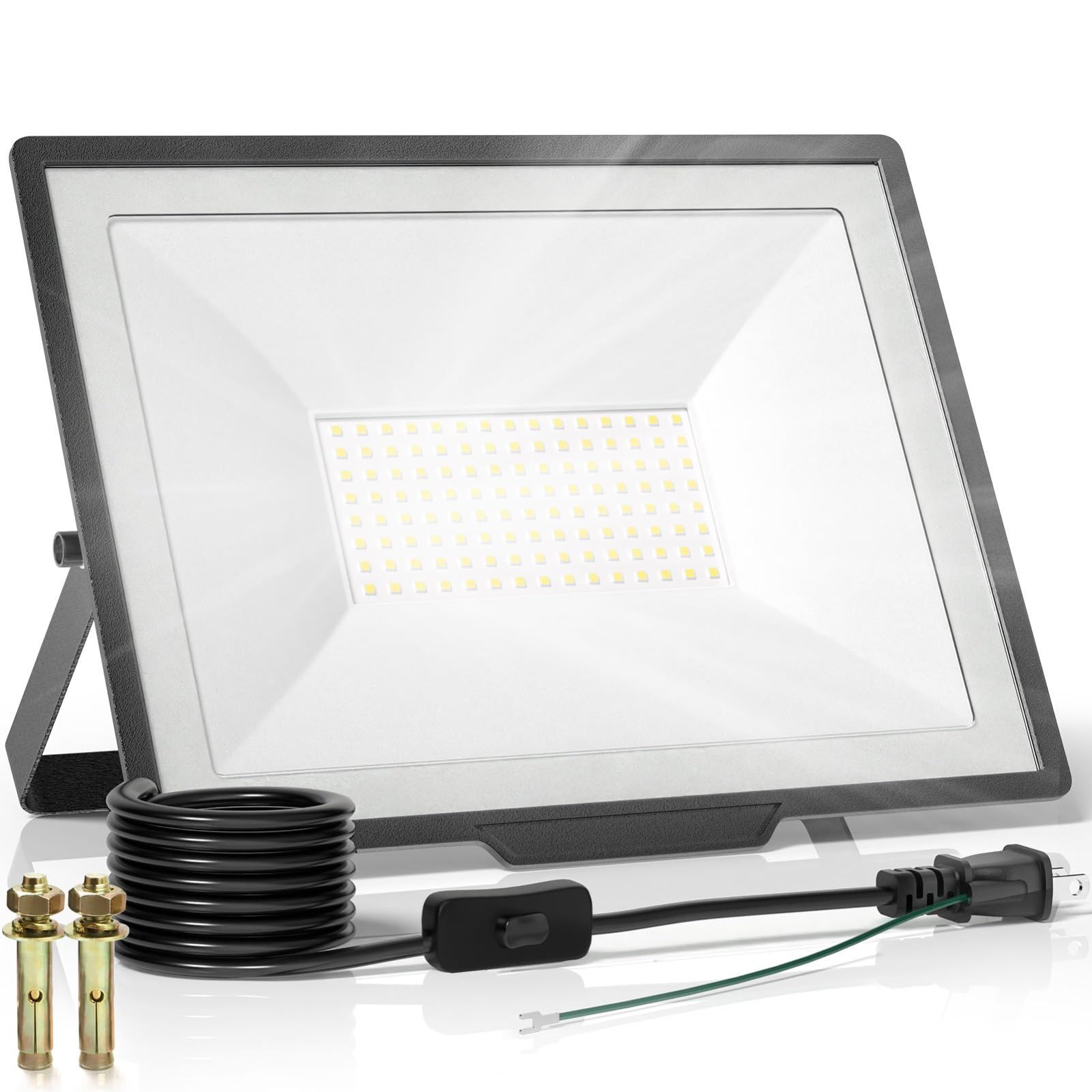 人気商品】投光器 100W LED 【長電源コード2.5M・スイッチ付電源