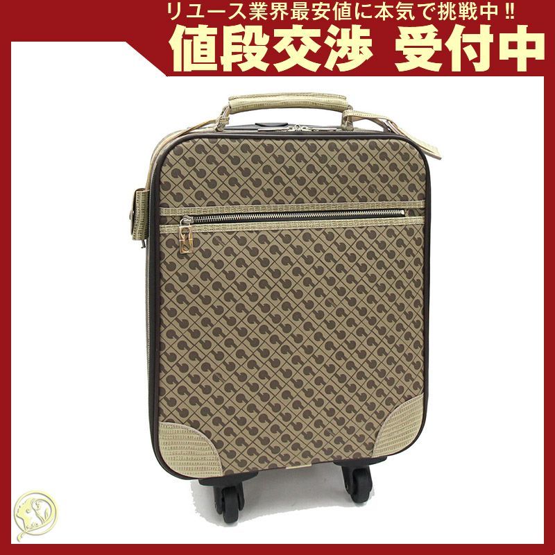 スーツケースキャリーケース美品 ゲラルディーニ キャリーケース ベージュ PVC 型押し レザー 4輪
