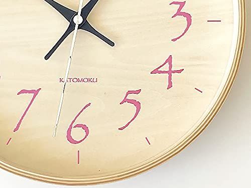 ライトピンク KATOMOKU plywood clock 21 電波時計 スイープ（連続秒針