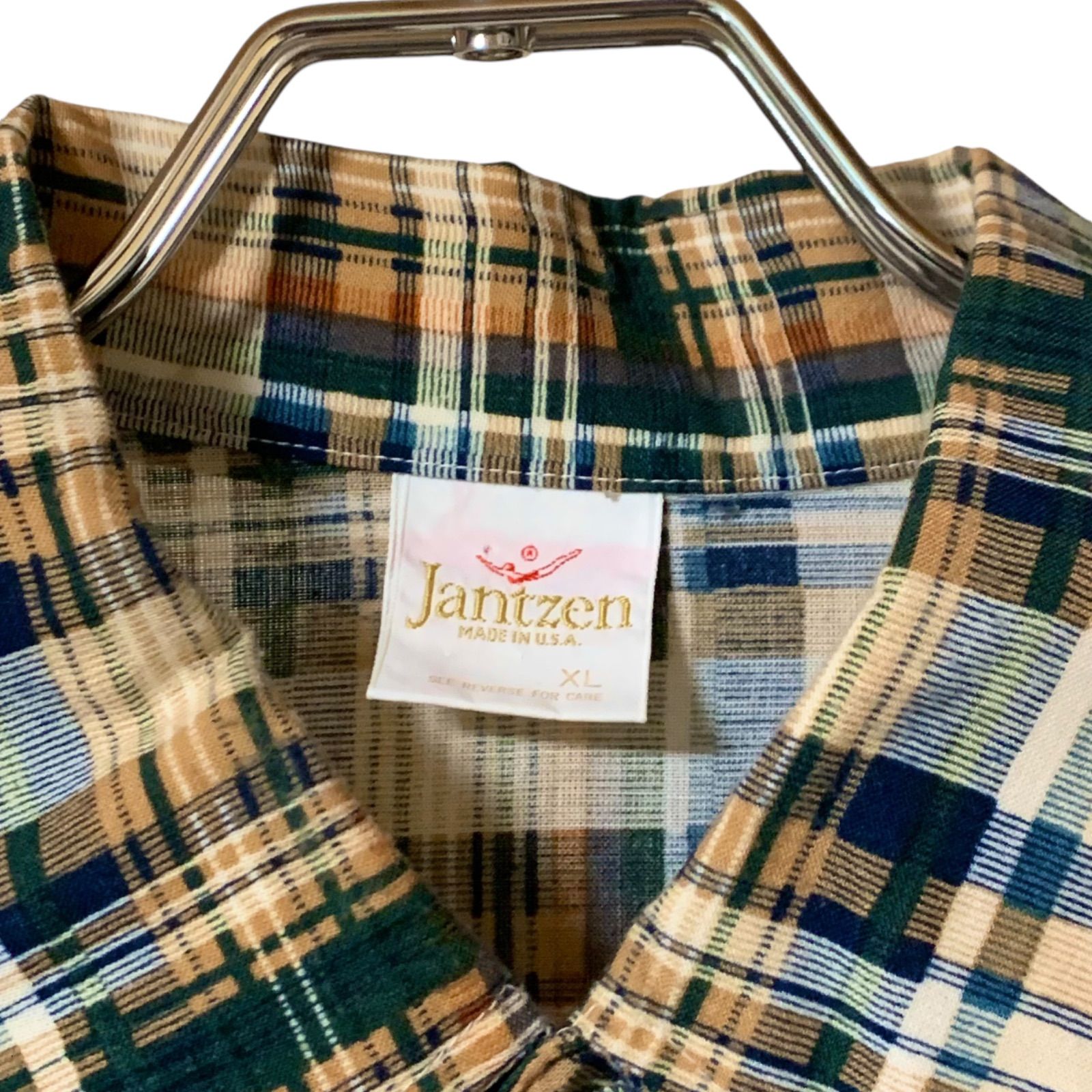 【Rare】70's Jantzen Check Shirts 【XL】60年代 70年代 ジャンセン チェックシャツ ヴィンテージシャツ ポリシャツ