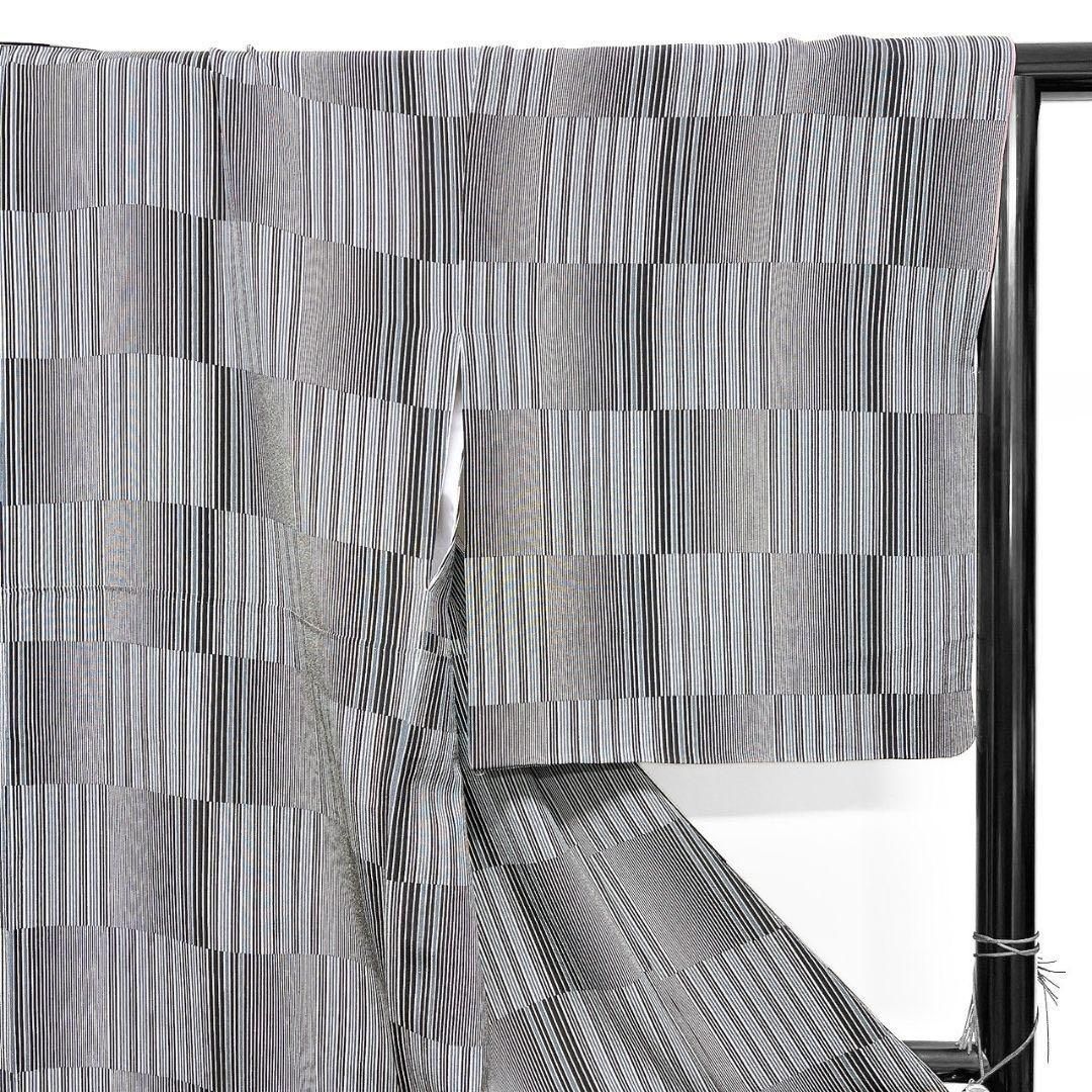 市松模様 縦縞模様 変わり市松模様 小紋 着物 084w p - メルカリ 