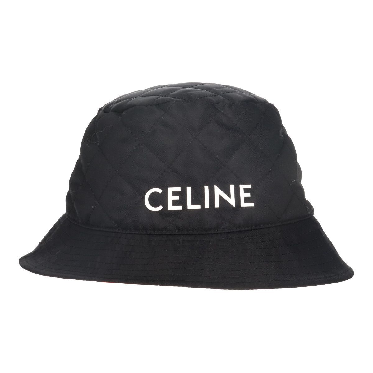 中古】 CELINE セリーヌ バケットハット L 2AUB0930C ブラック オレンジ ロゴ ナイロン ツイル キルティング 帽子  23028382 RS - メルカリ