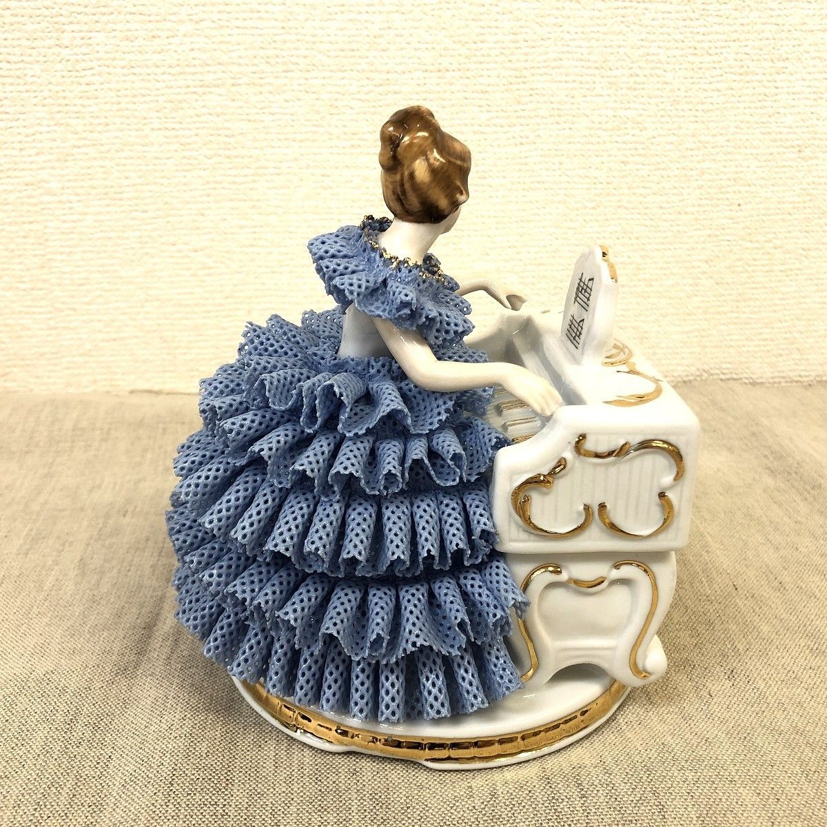 T・K NAGOYA DOLLS TK名古屋人形製陶 レースドール ピアノ ブルー 希少