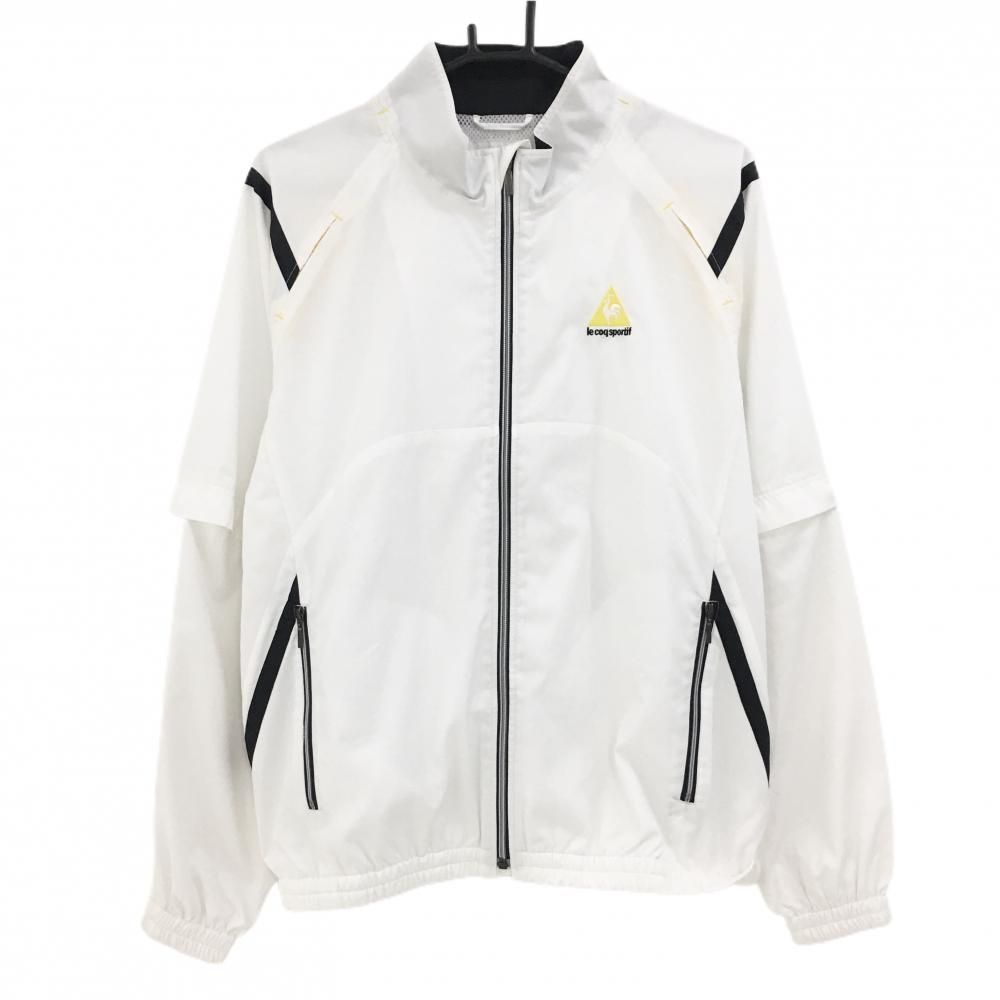 ルコック ゴルフ◆ダブルジップ 2way ジャケット ホワイト Lサイズ 美品】ルコックゴルフ 2WAYジャケット 白 袖着脱可 メッシュ裏地