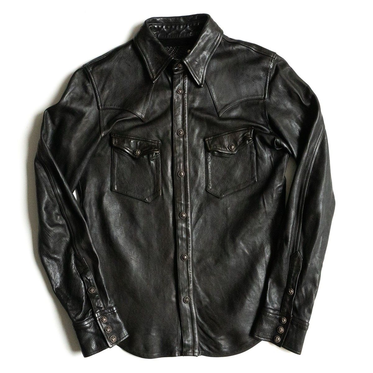 B'z 稲葉 イサムカタヤマバックラッシュ カンガルーレザーシャツ M B'z 稲葉 イサムカタヤマバックラッシュ カンガルーレザーシャツ