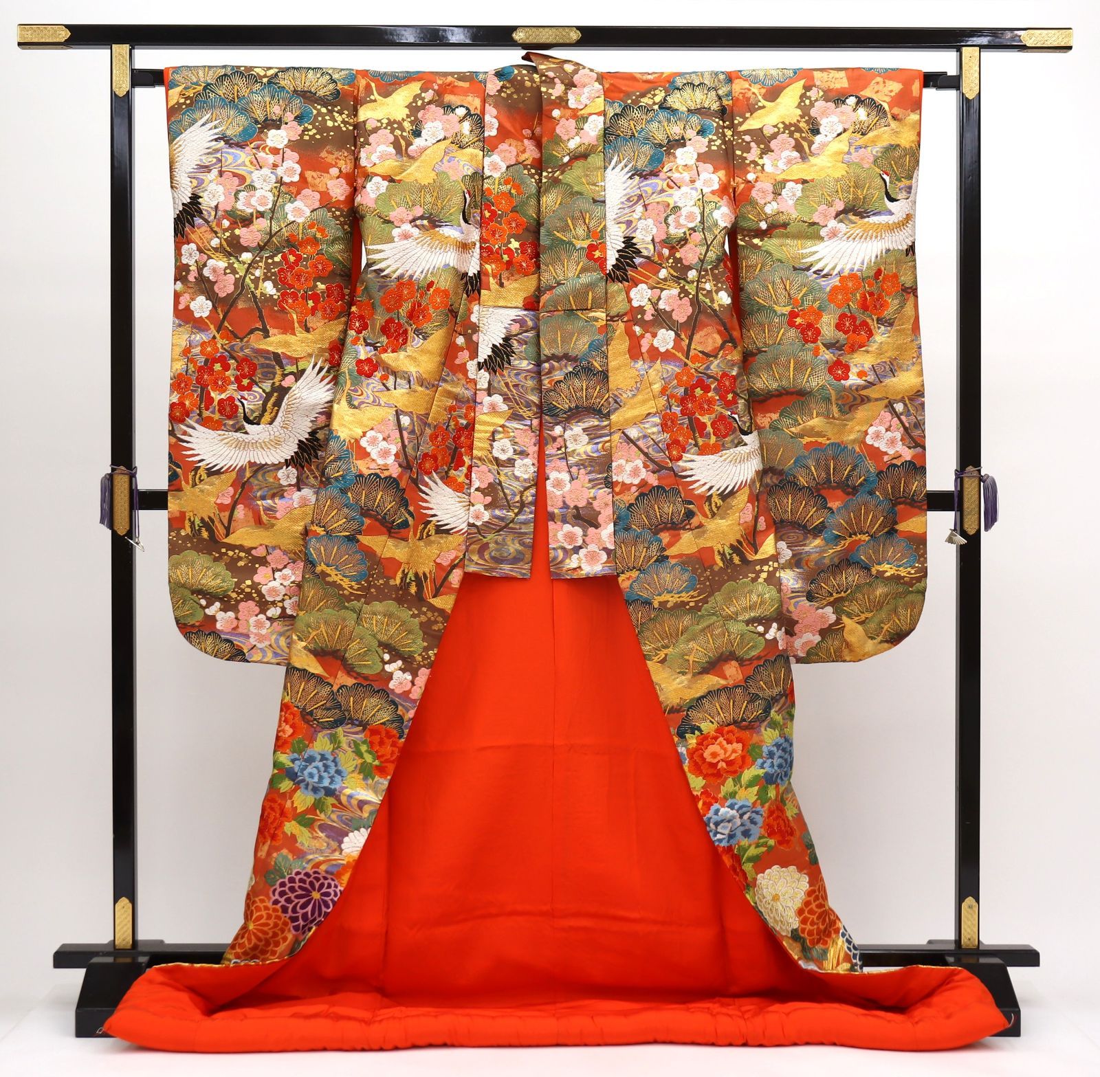 色打掛 豪華 鶴 花々 松 川 海b6226