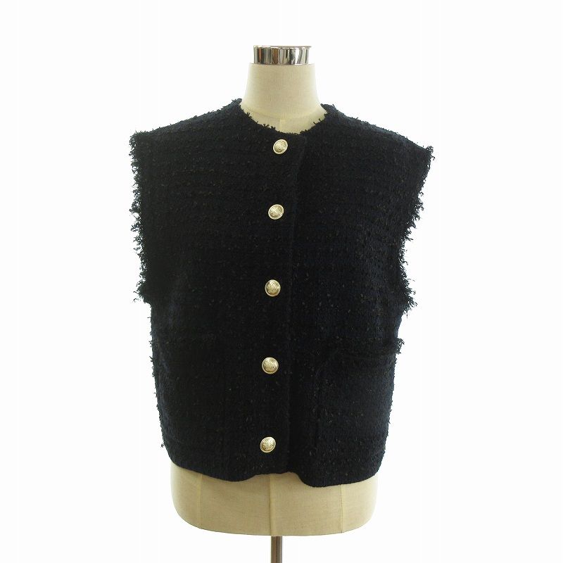 シップス SHIPS 美品 22SS ツイードベスト 前開き 316-61-0234 紺 ネイビー レディース シップス SHIPS 美品 22SS ツイードベスト 前開き 316-61-0234