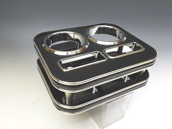 100系ハイエースワゴン フロントカップホルダー ブラック BKｘシルバー