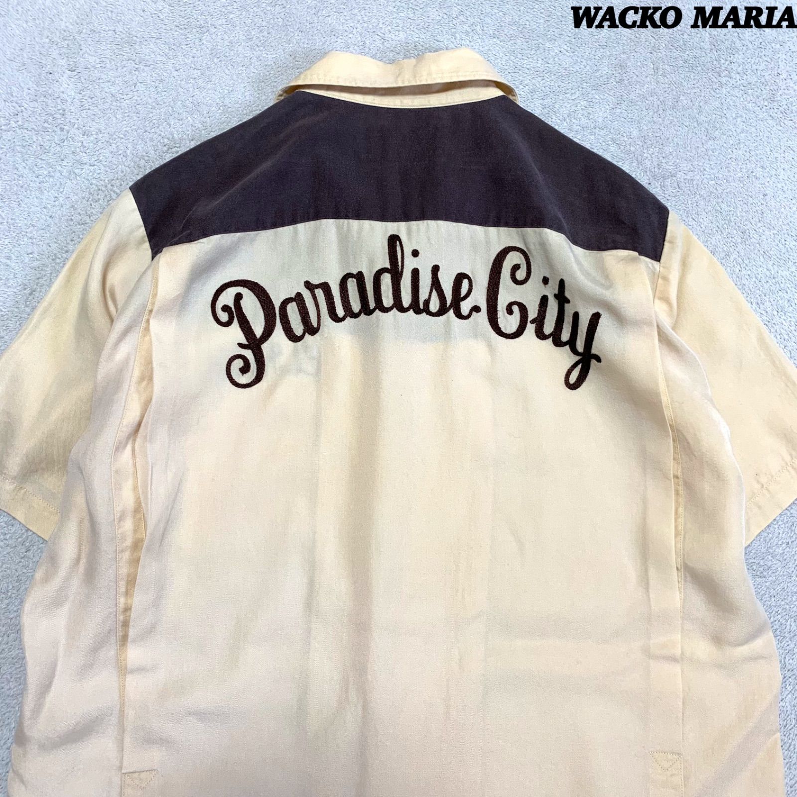 WACKO MARIA ボーリングシャツ ボウリングシャツ ワークシャツ クリーニング済 オープンカラー 開襟 両面刺繍 