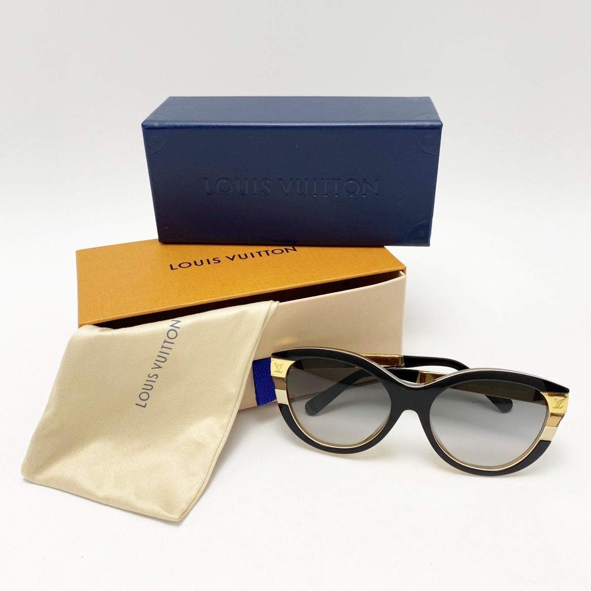 LOUIS VUITTON ルイヴィトン サングラス モノグラム メタルフレーム Z1857E ノワール×ゴールド 箱 袋有