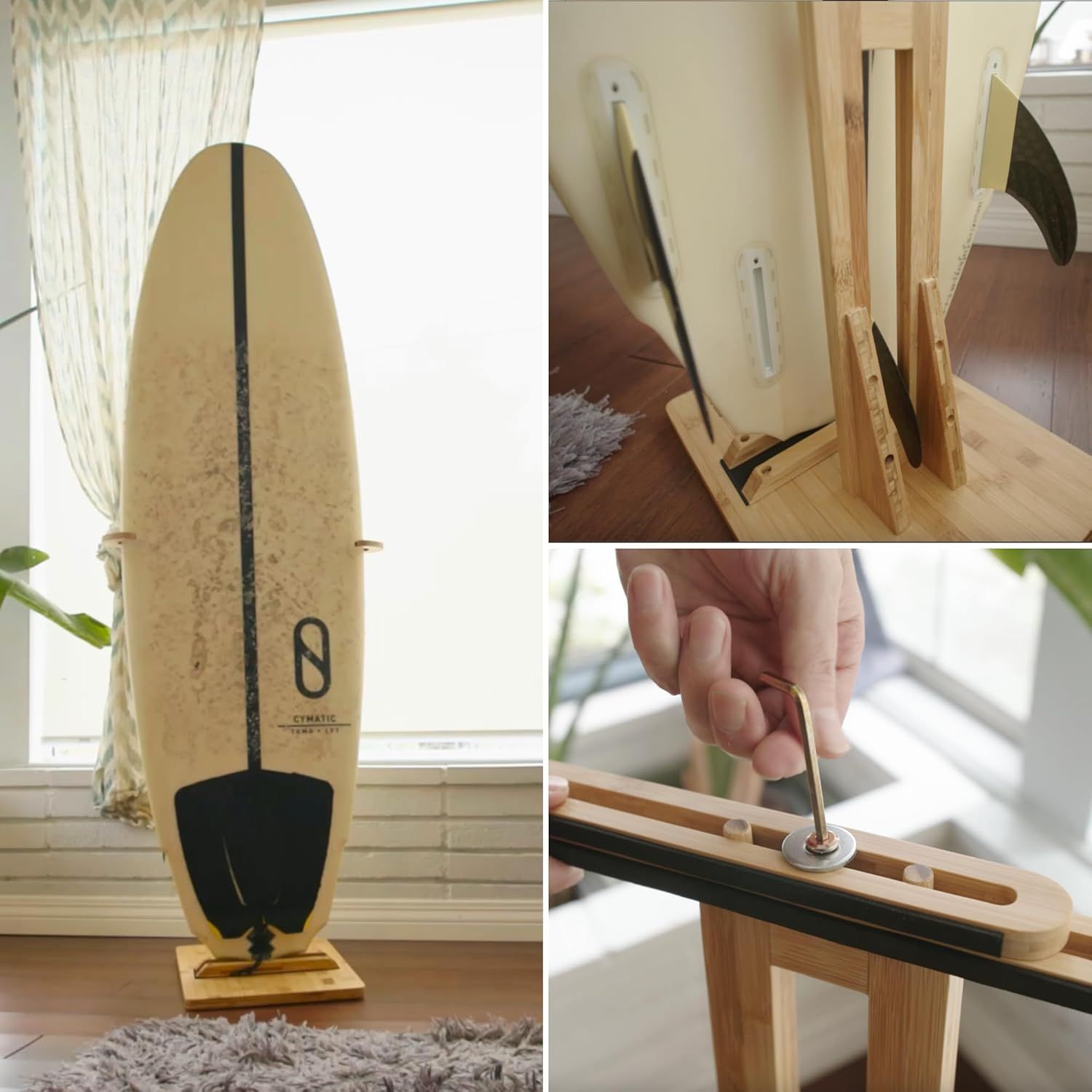 Surf製バンブー素材サーフボード用スタンド