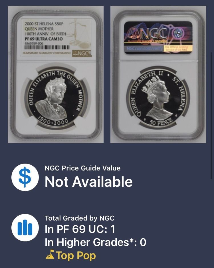 2000 クイーンマザー 生誕100年記念 ￡5 銀貨 NGC PF69UC 2000 クイーンマザー生誕100周年記念 5ドル銀貨 NGC PF68UC 2000