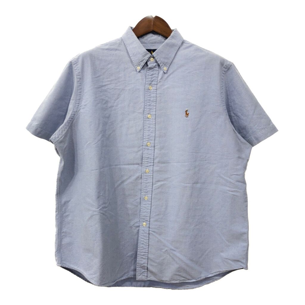 RALPH LAUREN ラルフローレン ボタンダウン 半袖シャツ 大きいサイズ ライトブルー (メンズ 2XL) 中古 古着 Q8110