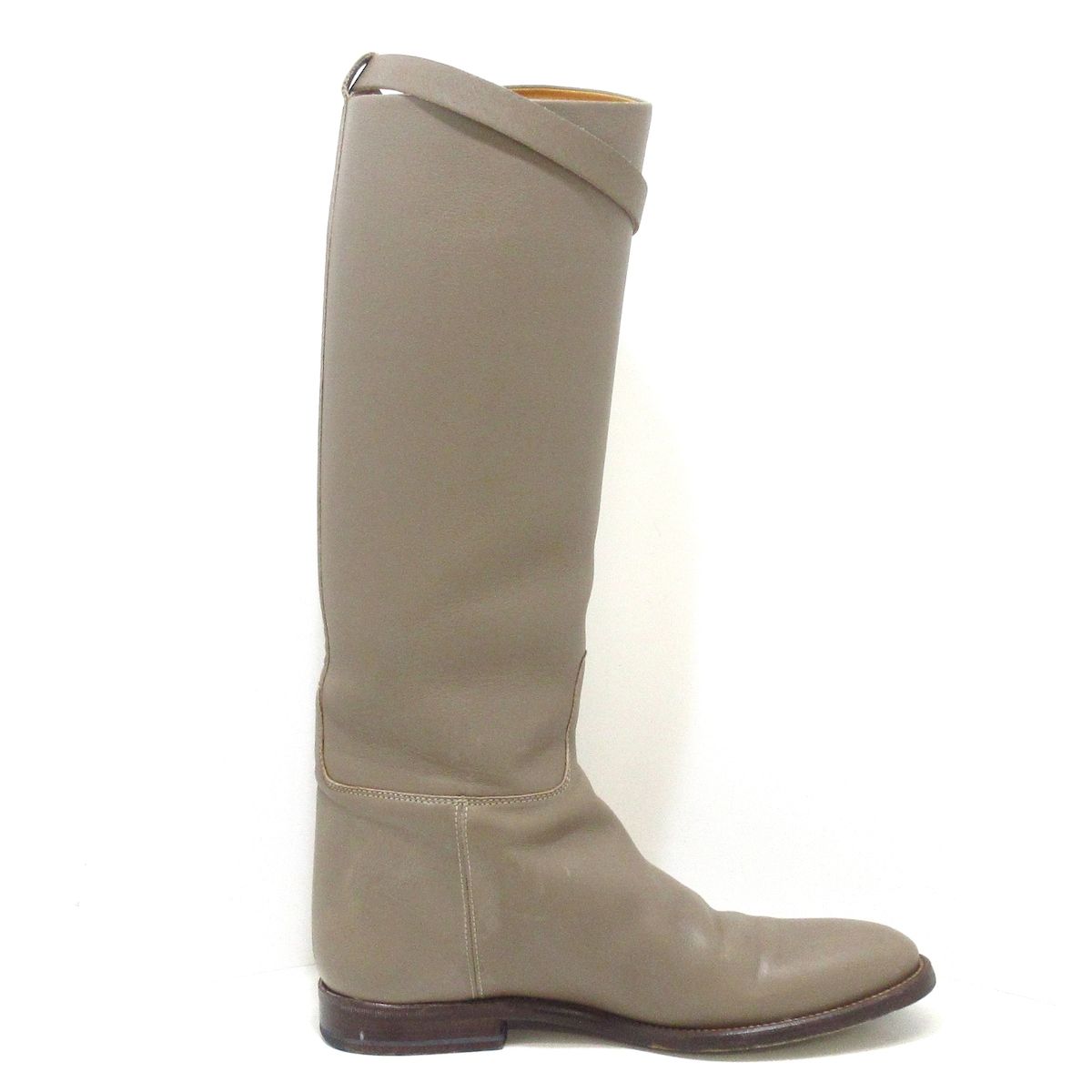 2025超人気！ HERMES エルメス ロングブーツ 36 レディース ジャンピング グレーベージュ ケリーバックル|シルバー金具 レザー 魅了された