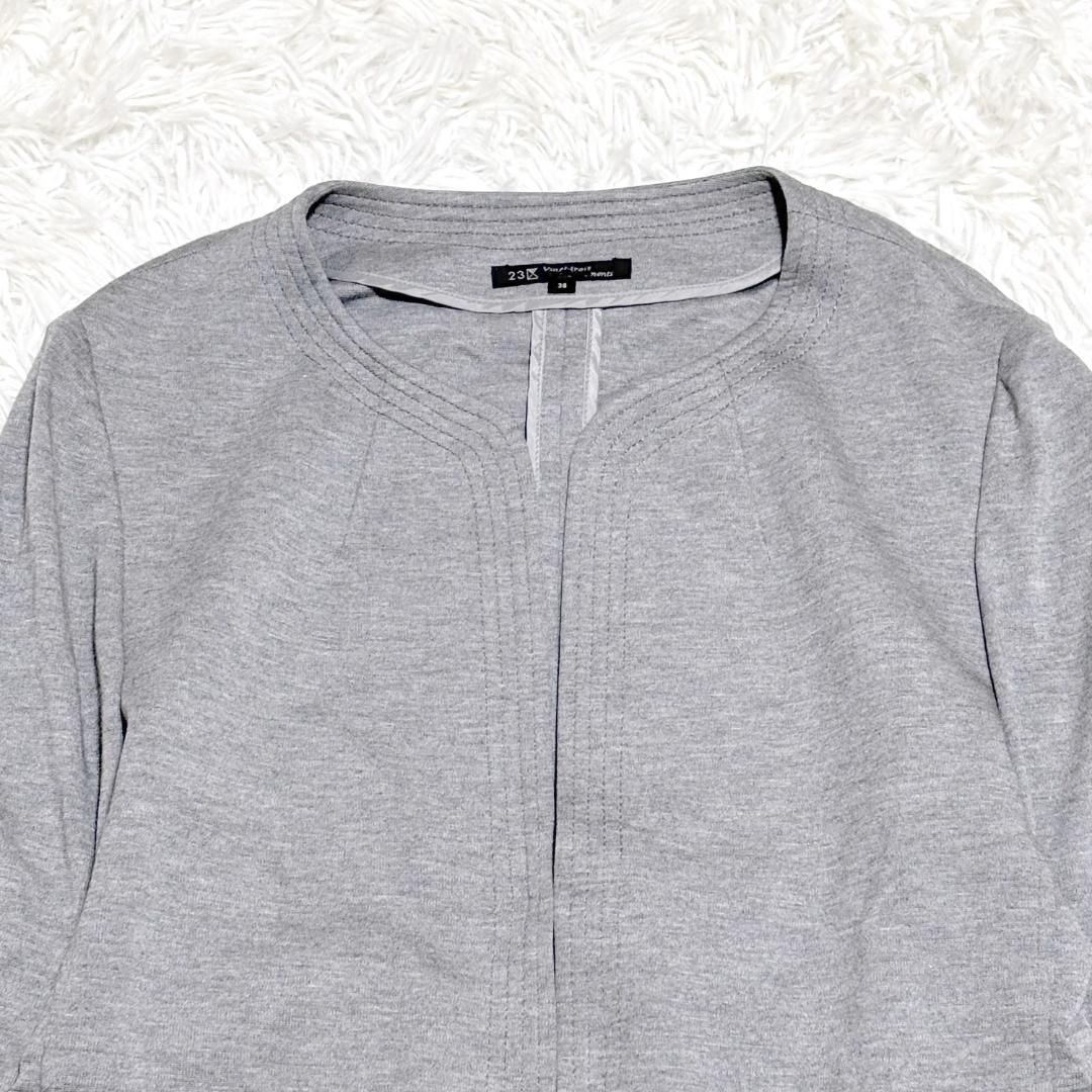 23区 ノー カットソー 薄手 ジャケット 38 グレー