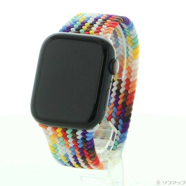  〔中古品〕 Apple Watch Series 9 GPS + Cellular 45mm ミッドナイトアルミニウムケース プライドエディションブレイデッドソロループ【349】 Apple Watch本体