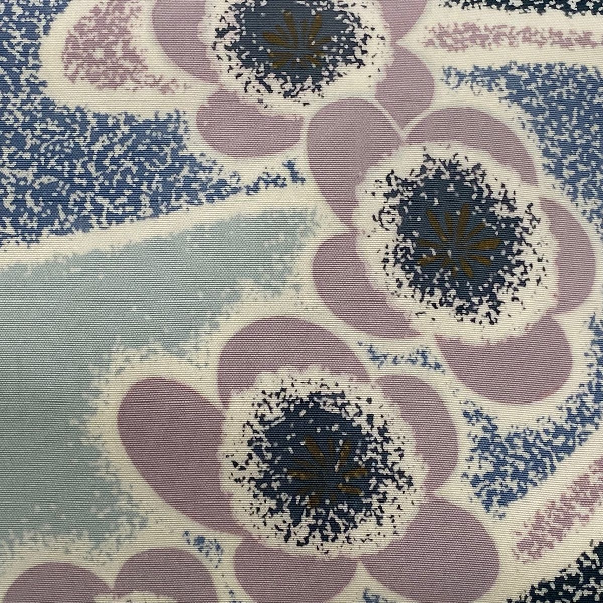 付け帯 秀品 作り帯 花 霞 青灰色 正絹