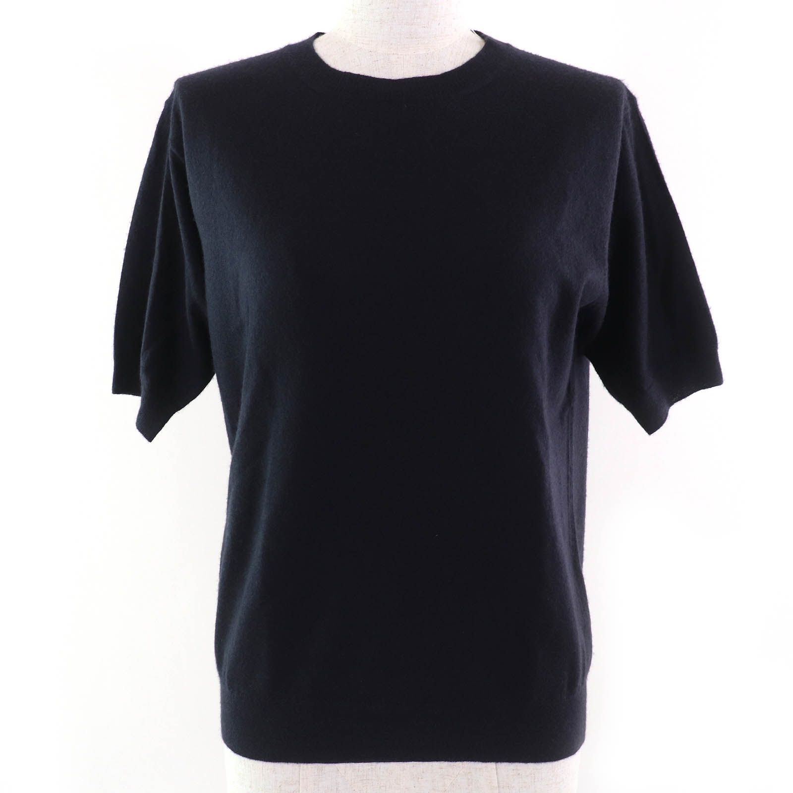 美品△PRADA プラダ 2023年製 P24D2Q カシミヤ100％ クルーネック 半袖 ニット セーター ネイビー 36 イタリア製 正規品 定価291500円 PRADA - 美品△PRADA プラダ 2023年製 P24D2Q カシミヤ100