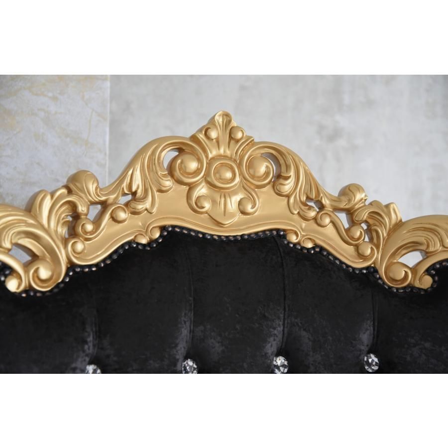 女王様の椅子 クイーン チェア ブラック ゴールド アンティーク