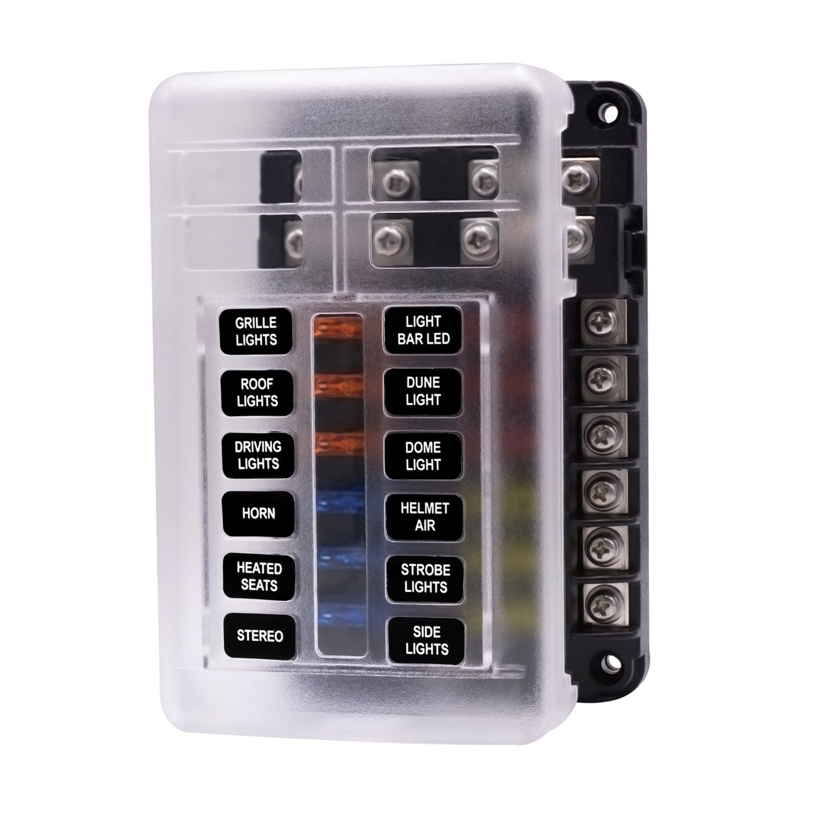 12ウェイ BlueFire ヒューズボックス ホルダー 31Pcs 12ウェイ 回路カーボート 防水 LED警告ライト キット付き ATO ATC ブロックヒューズ ブレードヒューズ 5A 10A 15A 20A 自動車 ボートマリン トライク
