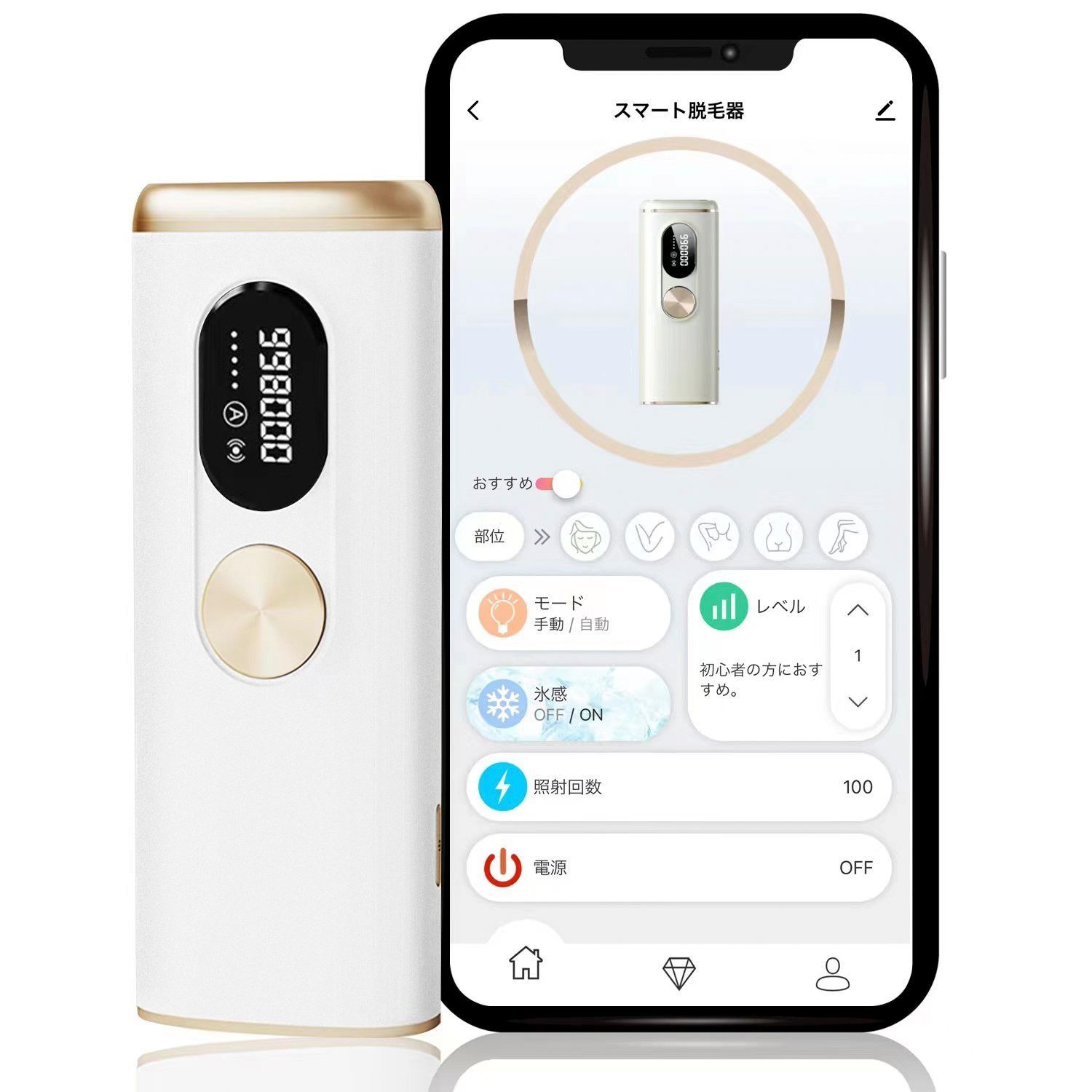 Serendipity スマート脱毛器 IPL美容器 光美容器 VIO対応 メンズ レディース 冷感 無痛 サロン級氷感ムダ毛ケア ホワイト ピ