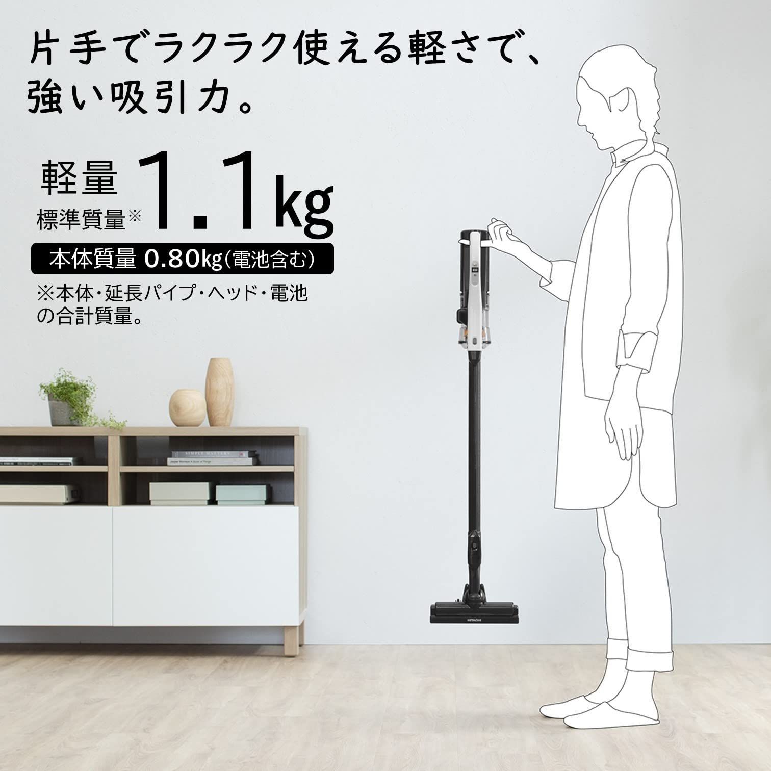 特価商品】自走式 軽量 強い吸引力 日本製 ホワイト W PV-BL1A1 