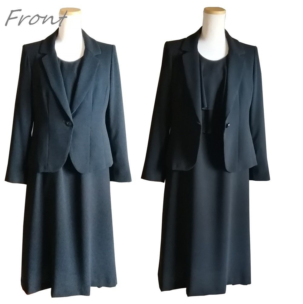 喪服 日本製 ワンピーススーツ 2点セット ジャケット付き 113807as-2  