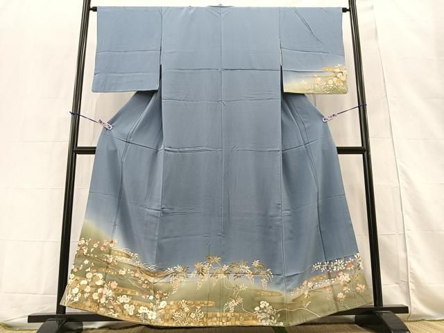 振袖フルセット豪華振袖　雪輪御所車花文　暈し染め　金彩　鈴乃屋扱い　正絹 平和屋着物○豪華振袖 御所車花文 暈し染 鈴乃屋扱い 正絹 逸品