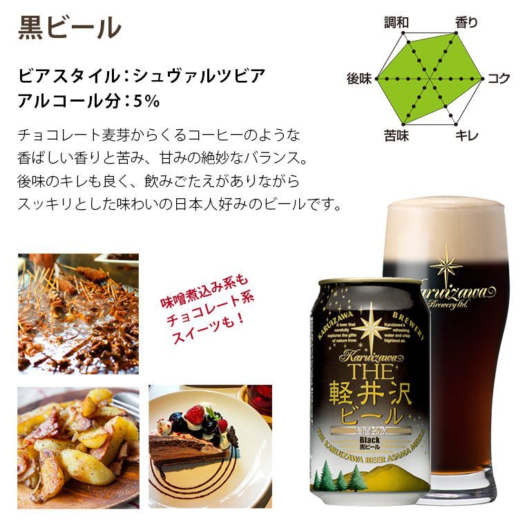 クラフトビール 軽井沢ビール 黒ビール ブラック シュバルツ 350ml缶 24本 ケース 地ビール 長野県地ビール 国産クラフトビール バーベキュー キャンプ セット ケース販売 350ml缶&times;24本 1ケース