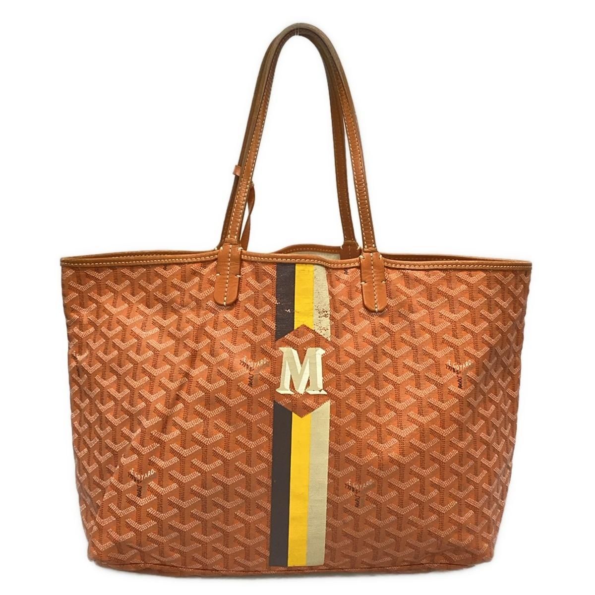 GOYARD(ゴヤール) トートバッグ サンルイPM オレンジ マーカージュ/イニシャル(M) レザー - メルカリ