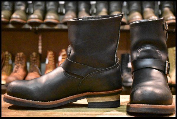 9D 10年 レッドウィング 2976 ショート エンジニア 黒 ブラッククローム スチールトゥ プルオン ブーツ redwing HOPESMORE FJ156