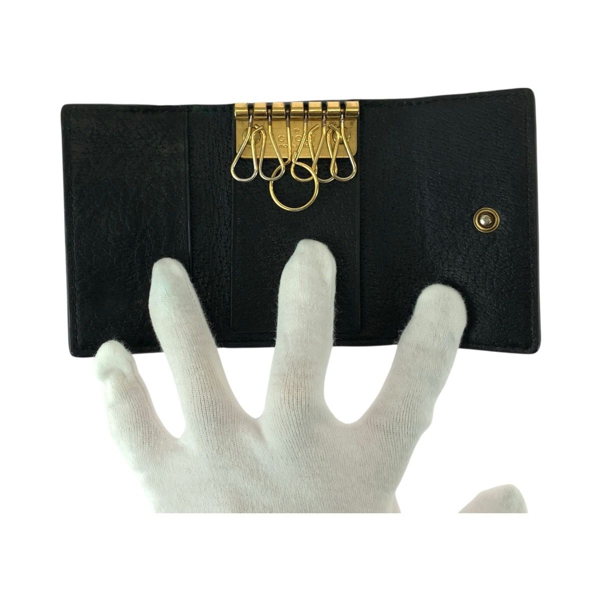 GUCCI グッチ ANIMARU BEE 6連キーケース ブラック 黒 ゴールド金具  