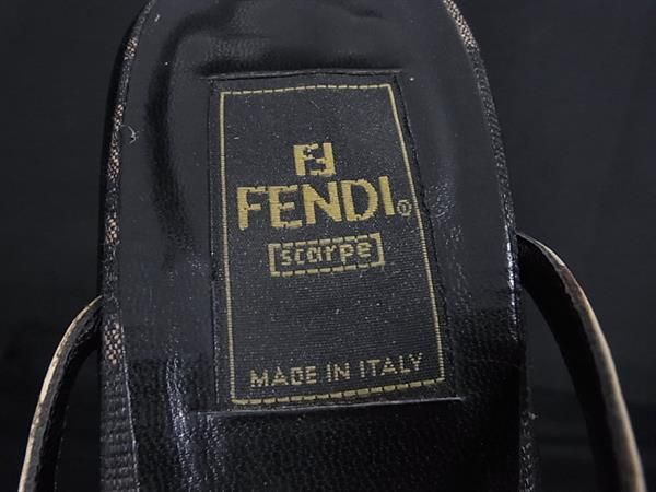 FENDI フェンディ ズッカ柄 レザー×キャンバス ヒール サンダル