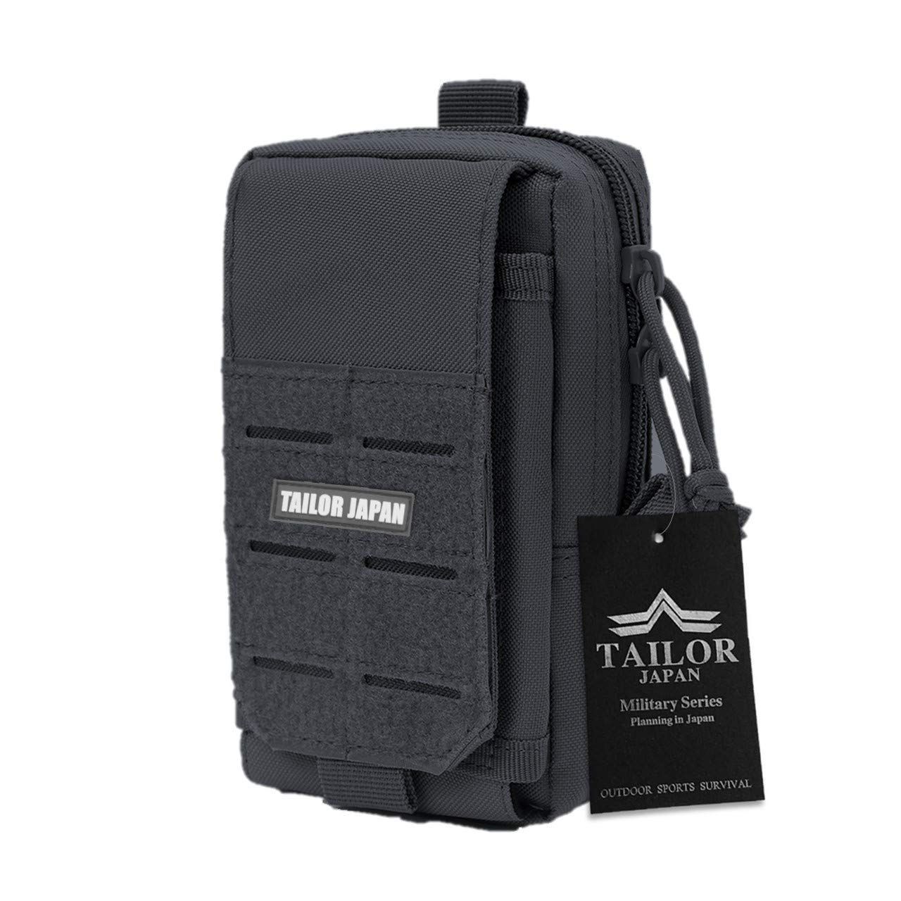 ブラック 【TAILOR JAPAN】タクティカルポーチ ミリタリーポーチ サバゲーポーチ スマホ サバゲー ベルクロ ミリタリーバッグ アウトドア スポーツ 小物入れ 黒 Black (ブラック)