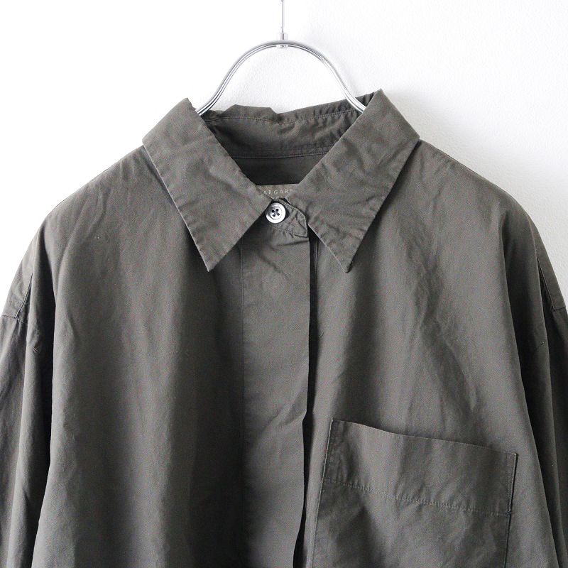 2022AW マーガレットハウエル MARGARET HOWELL FINE COTTON POPLIN シャツ 2/カーキ コットン ブラウス  長袖【2400014047738】