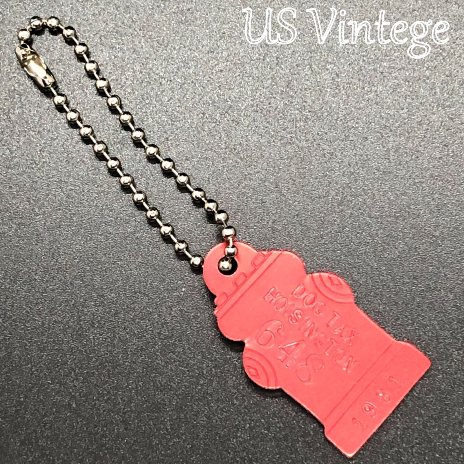 【 ドッグタグ 】 1981年 Dog Tag ※チェーン付き　キーホルダ　キーチェーンなどに！ アンティーク 犬 猫　キャットタグ　ネックレス  KEY029