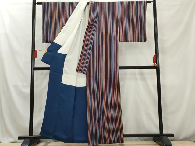 平和屋着物○小紋 変わり縞 洗える着物 AAAZ7554zg