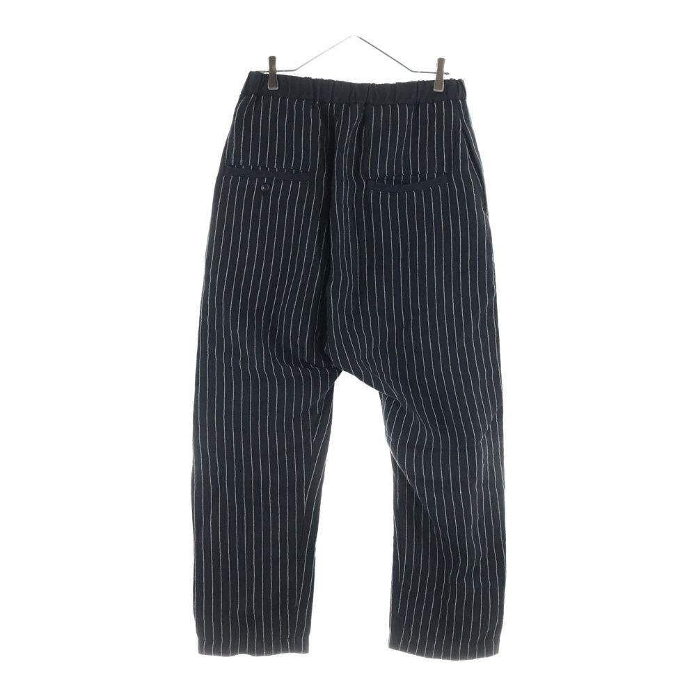ISAMU KATAYAMA BACKLASH イサムカタヤマバックラッシュ ストライプ柄 リネン サルエルイージーパンツ ブラック 2046-01