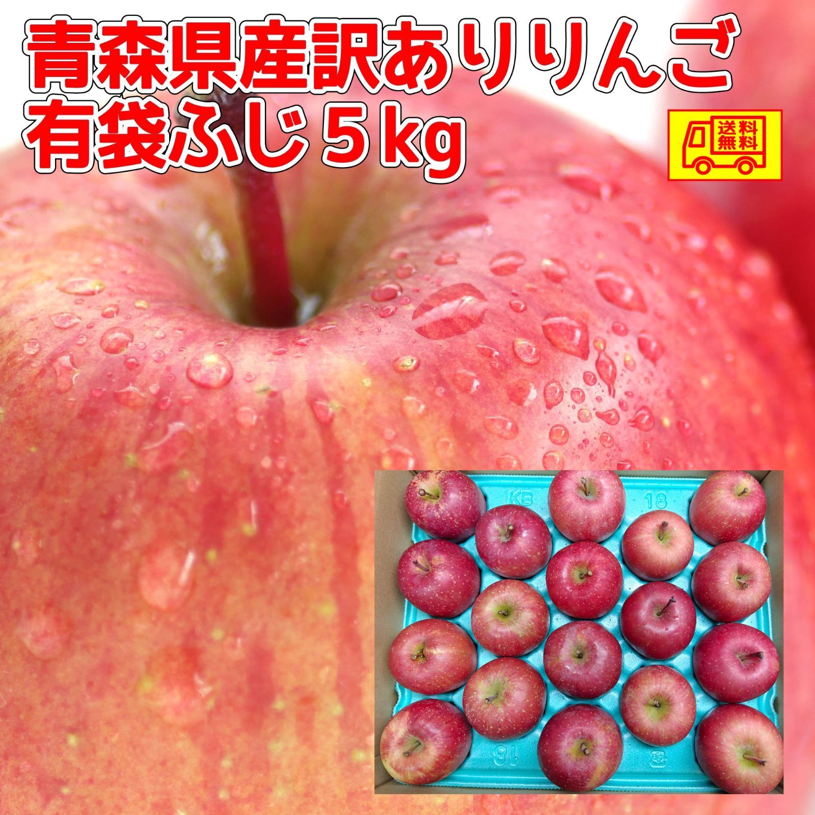 クール冷蔵便！　青森県産 りんご 訳あり スマートフレッシュ！ ご家庭用 　有袋ふじ５kg　送料無料！