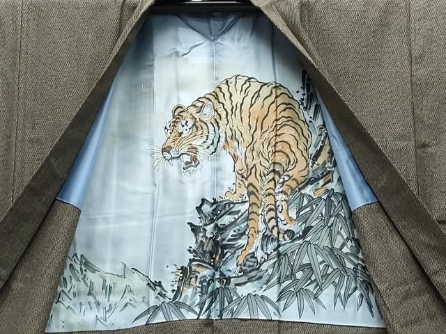 平和屋着物○男性 紬 格子 正絹 逸品 AABF8117phの通販｜