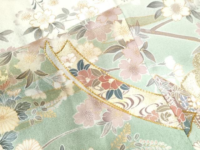 平和屋着物○訪問着 渡り橋草花文 暈し染め 金彩 正絹 逸品