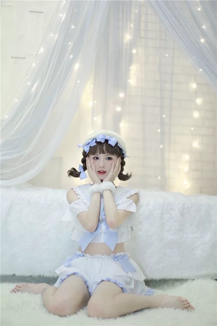 セーラー 水着 セットアップ風 フリル リボン ビキニ ガーリー